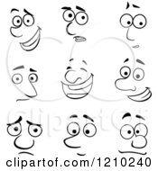 Clipart Of Black And White Expressive Faces Royalty Free Vector Illustration