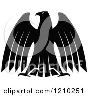 Clipart Of A Black And White Heraldic Eagle 9 Royalty Free Vector Illustration