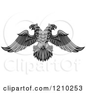 Poster, Art Print Of Grayscale Heraldic Double Headed Eagle