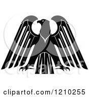 Clipart Of A Black And White Heraldic Eagle 2 Royalty Free Vector Illustration