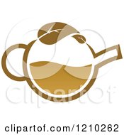 Poster, Art Print Of Brown Tea Or Coffee Pot With A Leaf 4