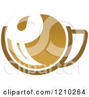 Clipart Of A Brown Tea Or Coffee Cup With A Leaf 3 Royalty Free Vector Illustration