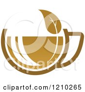 Clipart Of A Brown Tea Or Coffee Cup With A Leaf 2 Royalty Free Vector Illustration