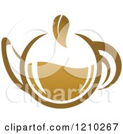 Clipart Of A Brown Tea Or Coffee Pot With A Leaf 2 Royalty Free Vector Illustration