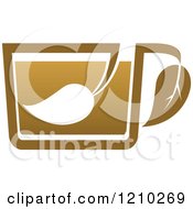 Clipart Of A Brown Tea Or Coffee Cup With A Leaf Royalty Free Vector Illustration