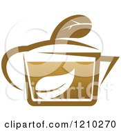 Poster, Art Print Of Brown Tea Or Coffee Pot With A Leaf 7