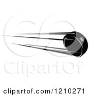 Clipart Of A Black And White Flying Hockey Puck 3 Royalty Free Vector Illustration