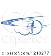 Poster, Art Print Of Blue Airplane Flying Over Clouds 3