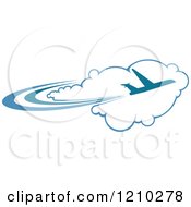 Poster, Art Print Of Blue Airplane Flying Over Clouds 2