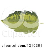 Green Leaf With Polluting Factories