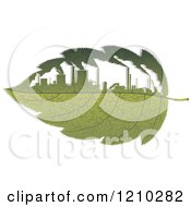 Poster, Art Print Of Green Leaf With Polluting Factories 2