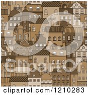 Clipart Of A Seamless Pattern Of Brown City Residential Buildings Royalty Free Vector Illustration