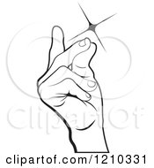 Clipart Of A Black And White Hand Snapping Fingers Royalty Free Vector Illustration by Lal Perera #COLLC1210331-0106