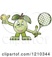 Guava Mascot Playing Tennis