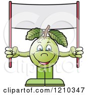 Poster, Art Print Of Guava Mascot Holding Up A Banner Sign