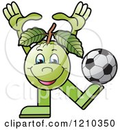 Guava Mascot Playing Soccer