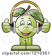 Guava Mascot Wearing Headphones