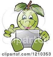 Guava Mascot Using A Laptop