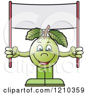 Guava Mascot Holding A Banner Sign
