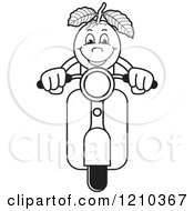 Black And White Guava Mascot On A Scooter