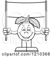 Poster, Art Print Of Black And White Guava Mascot Holding Up A Banner Sign