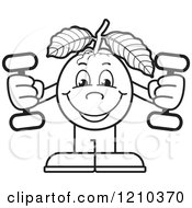 Poster, Art Print Of Black And White Guava Mascot Working Out With Dumbbells