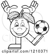 Poster, Art Print Of Black And White Guava Mascot Playing Soccer