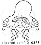 Poster, Art Print Of Black And White Guava Mascot Skipping Rope