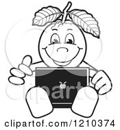 Poster, Art Print Of Black And White Guava Mascot Using A Laptop