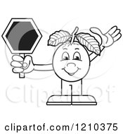 Poster, Art Print Of Black And White Guava Mascot Holding A Stop Sign