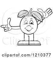 Poster, Art Print Of Black And White Guava Mascot Waving And Pointing