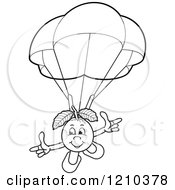 Poster, Art Print Of Black And White Guava Mascot Parachuting