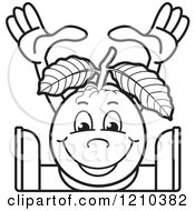 Clipart Of A Black And White Guava Mascot Doing The Splits Royalty Free Vector Illustration by Lal Perera