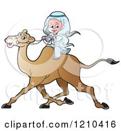 Poster, Art Print Of Happy Arabic Kid Riding A Camel