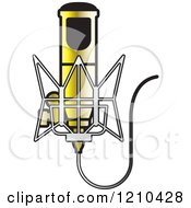 Clipart Of A Retro Gold Microphone And Wire Royalty Free Vector Illustration by Lal Perera