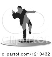 Clipart Of A Silhouetted Man Dancing On A Record Royalty Free Vector Illustration by Lal Perera