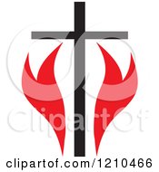 Clipart Of A Black Cross And Red Flames Royalty Free Vector Illustration by Johnny Sajem