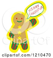 Poster, Art Print Of Gingerbread Man Cookie Shouting Merry Christmas