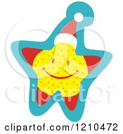 Cartoon Of A Happy Christmas Star Wearing A Santa Hat Royalty Free Vector Clipart