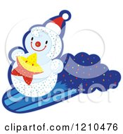 Poster, Art Print Of Happy Snowman With A Star