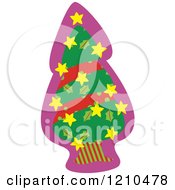 Poster, Art Print Of Christmas Tree With A Star Garland