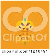 Clipart Of A Halloween Jackolantern Pumpkin With Rays On Orange Royalty Free Vector Illustration