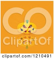 Poster, Art Print Of Halloween Jackolantern Pumpkin With Rays On Orange