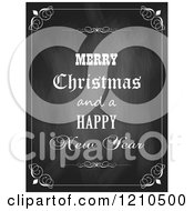 Poster, Art Print Of Merry Christmas And A Happy New Year Greeting On A Black Board