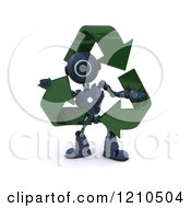 Poster, Art Print Of 3d Blue Android Robot In Recycle Arrows