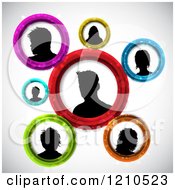 Silhouetted Networked People Avatars In Circles
