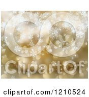 Clipart Of A Golden Bokeh Light And Snowflake Background Royalty Free CGI Illustration