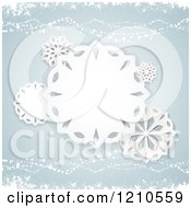 Poster, Art Print Of Paper Snowflakes Over Pastel Blue And Waves