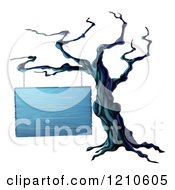 Poster, Art Print Of Spooky Dead Tree And Blank Wooden Halloween Sign