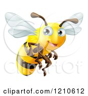 Poster, Art Print Of Cute Happy Bee Mascot Flying